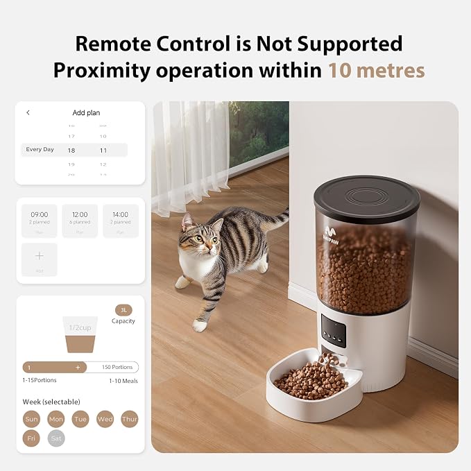 IMIPAW Automatic Cat Feeder, 5L Pet Dry Food Dispenser with Timed Programmable Portion Control, Dual Power Backup, with Desiccant Bag, 1-10 Meals, Easy Set Up, 10 Meals Per Day for Cats and Puppies - Image 2