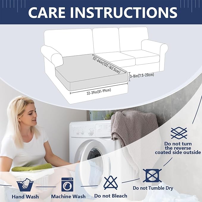 hyha Waterproof Sectional Cushion Covers, Anti Slip L Shape Sofa Cover | L Shape Sectional Fit, Wear Resistant Fabric, Anti Slip, Waterproof Protection, Pet Protector (1 Piece for Chaise) - Image 5