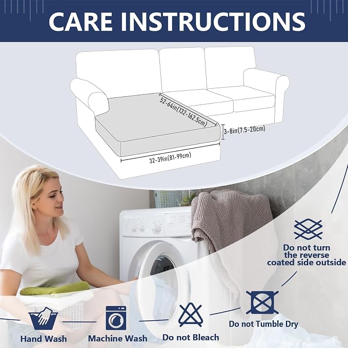 hyha Waterproof Sectional Cushion Covers, Anti Slip L Shape Sofa Cover | L Shape Sectional Fit, Wear Resistant Fabric, Anti Slip, Waterproof Protection, Pet Protector (1 Piece for Chaise) - Image 5