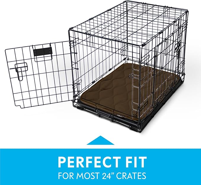 Paw Inspired Washable Padded Crate Mats for Dogs | 23" x 17" Pad, Fits 24-inch Kennels | Leakproof, Waterproof Bottom, Plush Pet Beds (Dark Brown) - Image 3