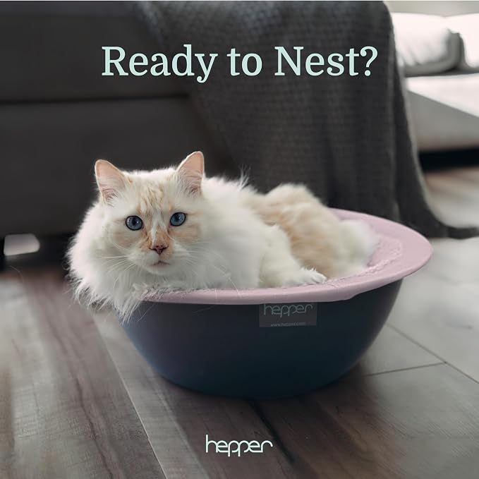 Hepper Cat Nest - Washable Cat Bed with Fleece Liner - Gray/Pink - Image 8