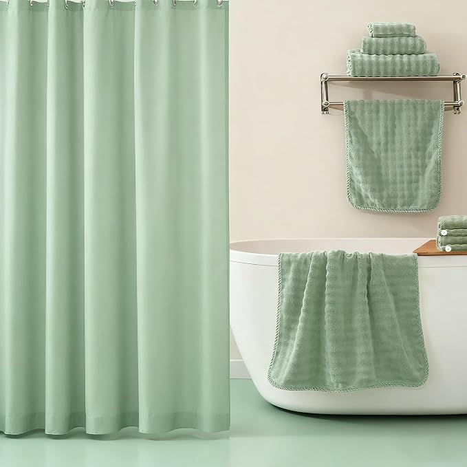 COZYART Lint Free 8 Pcs Bathroom Towel Set Ultra Soft Microfiber Sage Green | Ultra Soft, Fluffy, Thick, Highly Absorbent, Quick Dry, No Shedding, No Pilling, Fade Resistant, Durable, Long-lasting - Image 8