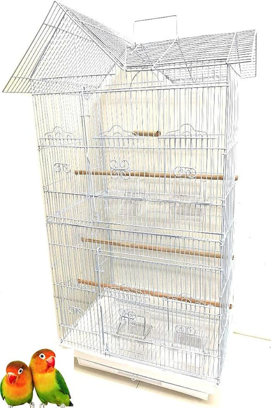 37-inch Portable Hanging Medium Flight Bird Cage for Cockatiel Sun Quaker Parakeet Green Cheek Conure Parrotlet Finch Canary Budgie Lovebird Small Parrot Travel Bird Cage by Mcage
