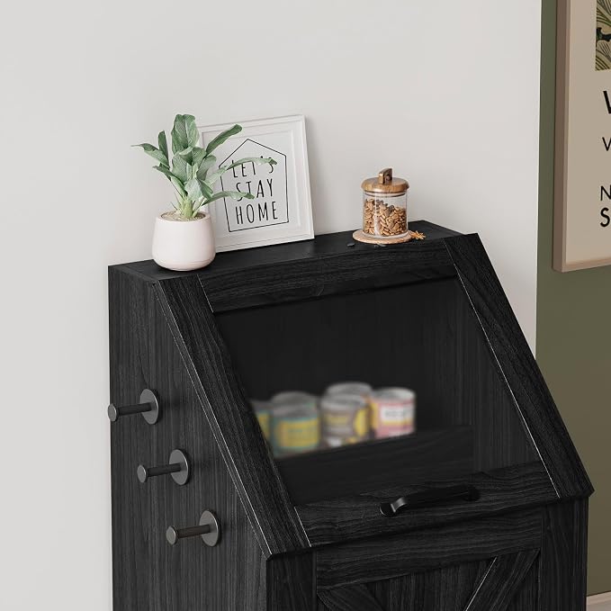 Dog Feeding Station with Storage Cabinet and 2 Elevated Dog Bowls, Hidden Pet Food Storage Organizer for Dog &Cat,Modern Dogs Furniture (Black) - Image 8