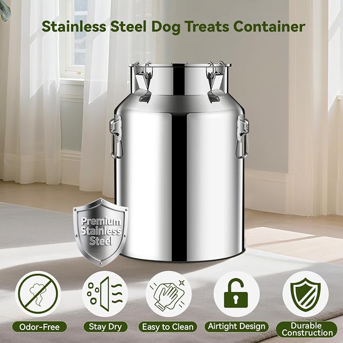 Newget 13lb Stainless Steel Dog Food Storage Container, Metal Pet Storage Container with Airtight Hangable Lid to Keep Food Fresh, Large Cat Food Storage Container with Scoop to Easily Clean - Image 5