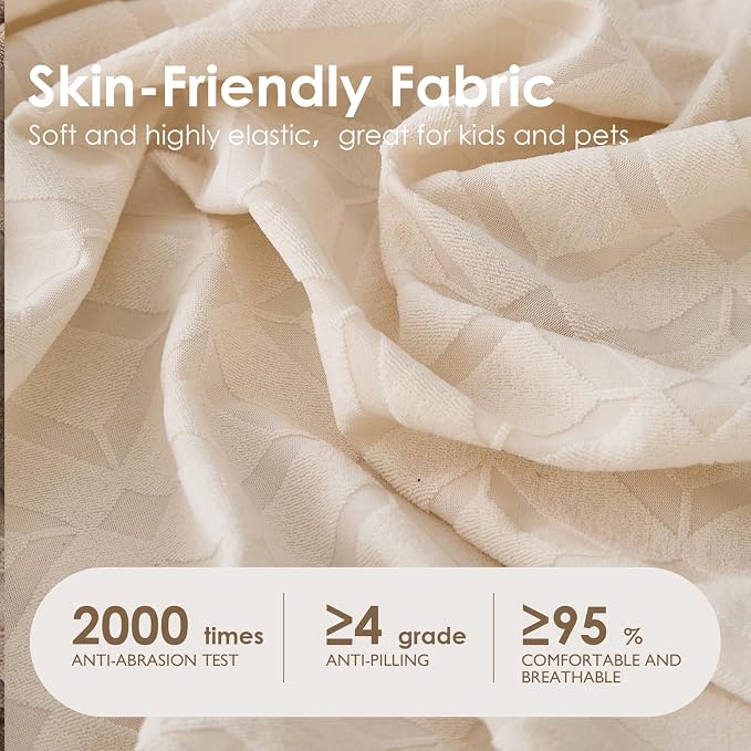 Genina Waterproof Couch Cushion Covers for Pets Washable Sofa Seat Covers | Non Slip,Stretch Jacquard Fabric,Pet Hair & Scratch Protection,Easy Installation,Furniture Protector,Sectional Sofa,1 Piece - Image 3