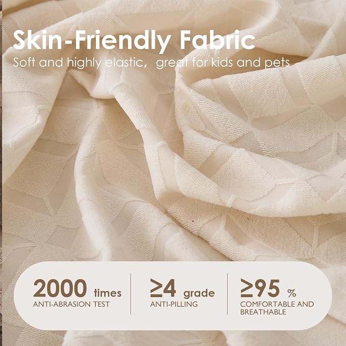 Genina Waterproof Couch Cushion Covers for Pets Washable Sofa Seat Covers | Non Slip,Stretch Jacquard Fabric,Pet Hair & Scratch Protection,Easy Installation,Furniture Protector,Sofa Cover - Image 3
