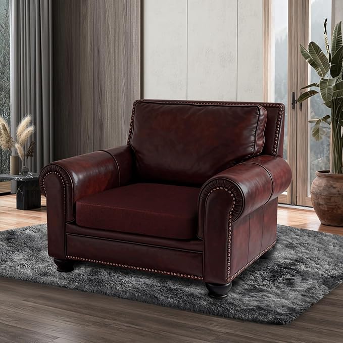 ANARACHON Leather Look Couch Cushion Covers Sofa Seat Slipcovers Sets Couches Furniture Protector for Sectional Armchair Loveseat Pets Kids Stretch Spandex Fabric (1 Cushion Armchair, Burgundy) - Image 8