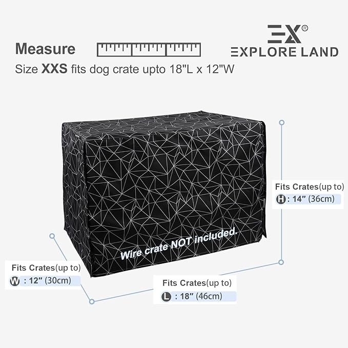 Explore Land Pattern Dog Crate Cover for 18 Inches Wire Cage, Heavy-Duty Polyester 1 2 3 Doors Standard Metal Pet Kennel Enclosure (Brief Polygonal) - Image 2