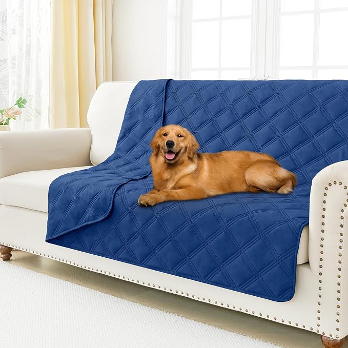 Smiry Waterproof Dog Bed Cover, Reversible Pet Blanket for Sofa Couch | Soft Washable Dog Blanket, Leakproof Couch Cover for Dogs Cats & Furniture Protection, 52x82, Navy/Navy by Smiry
