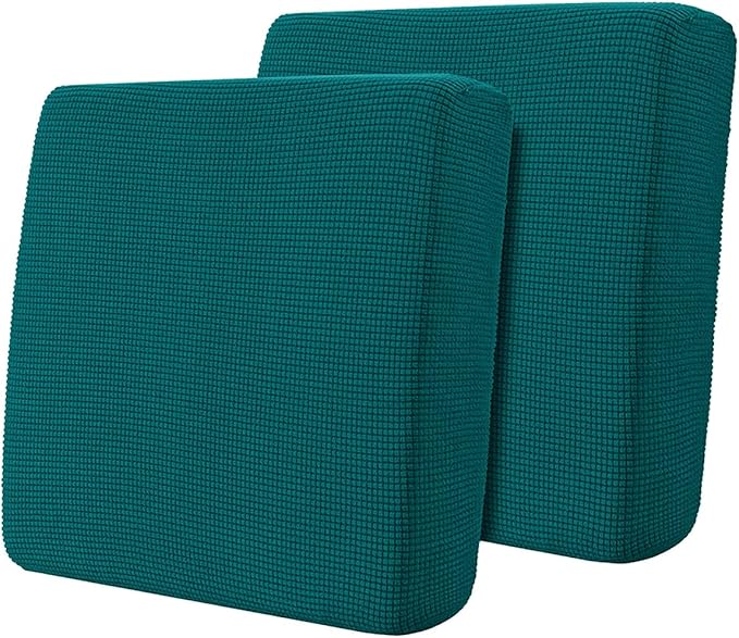 Hokway Stretch Couch Cushion Covers, 2 Piece Individual Sofa Cushion Slipcovers，Jacquard Sofa Seat Slipcover Set, Non-Slip Protector for Cushion (Teal,Small-2PC) by Hokway
