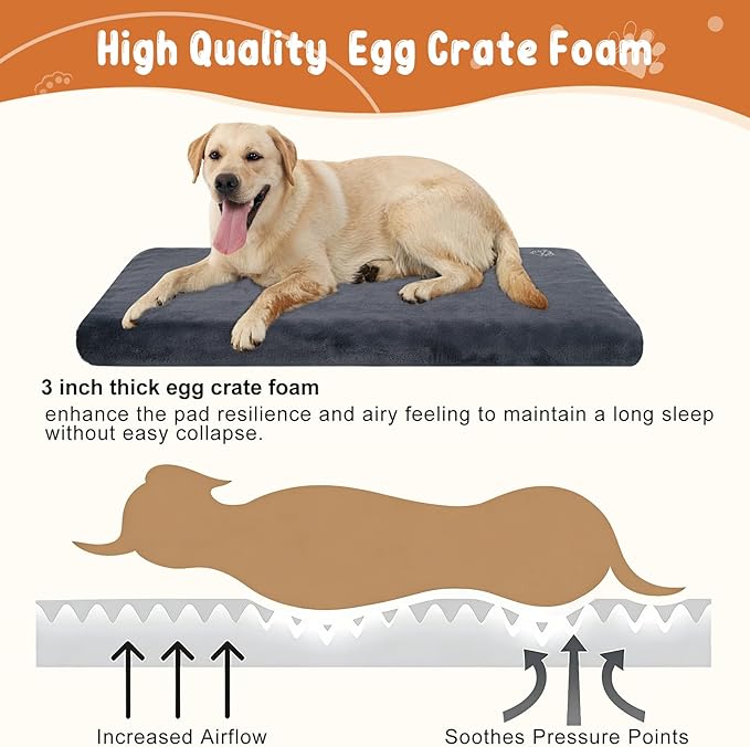 EMPSIGN Stylish Dog Bed Mat Dog Crate Pad Mattress Reversible (Cool & Warm), Water Proof Linings, Removable Machine Washable Cover, Firm Support Small to XX Large Dogs, Grey,XL(41''''*28''''*3'''') | Reversible(Cool & Warm), Waterproof Linings, Removab... - Image 2