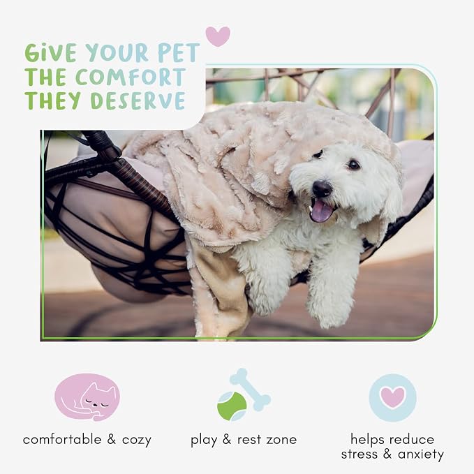 Petique The Velvet Blanky Pet Blanket, Super Soft Cat and Dog Blanket, Double Sided Plush Polyester, Cute Paw Print Design, Reversible, Machine Washable, Large Fleece Kitten and Puppy Blanket - Image 4