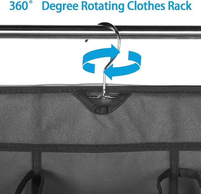 3Pcs 30 Large Pockets Dual Sided Hanging Shoe Organizer Double-Side Closet Storage Shelves with Rotating Hanger Space Saving Storage Bag Portable Shoe Rack Holder for Bedroom Laundry Room,Black - Image 9