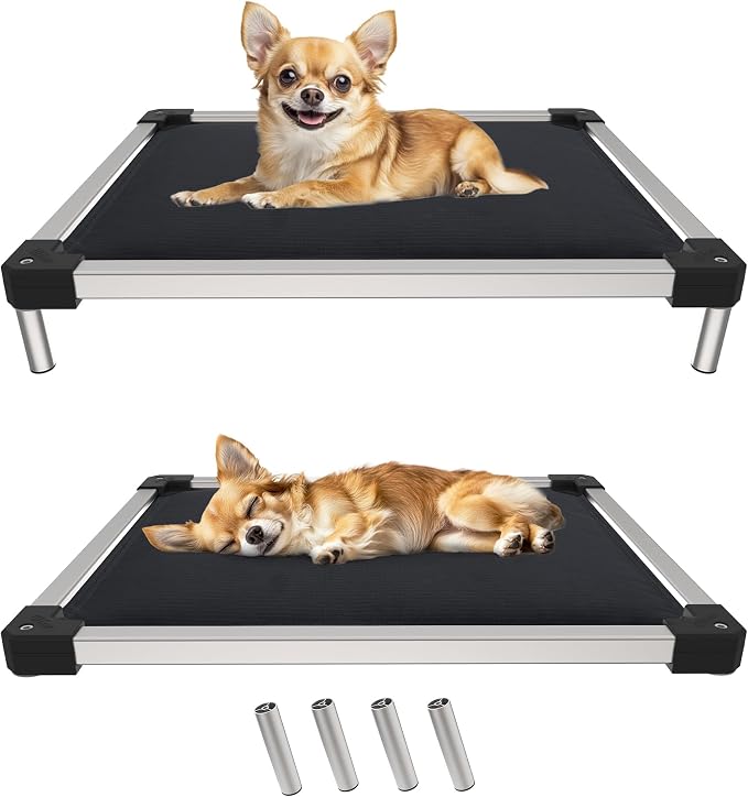 FXW TitanNest Chew-Proof Elevated Dog Bed, Raised Cot for Indoor/Outdoor/Camping Use, Durable & Washable Padded Pet Bed for Toy Dogs, 23.0" L x 17.0" W x 4.1" H, Black by FXW