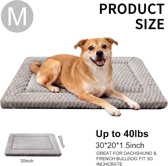 Dog Bed Mat - Dog Crate Pad - Reversible Mat for Pet Comfort - Soft Bed Crate Pads for All Seasons - Durable, Machine Washable Mat for Crates, Travel, and Home (Light Gray, 30" L*20" W*1.5" Th) - Image 3