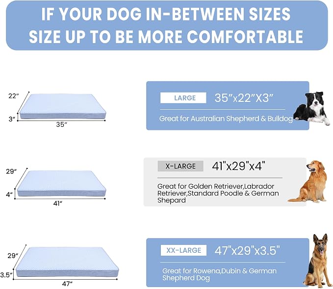 Cooling Dog Bed for Large Dogs, Orthopedic Memory Foam Pet Bed for Crate with Removable Washable Cover,Ideal for Arthritic Dogs (Cooling Fabric, XX-Large-47"x 29" x 3.5") - Image 5