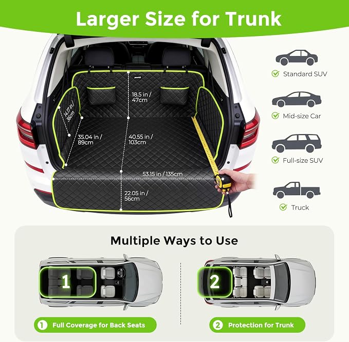 SUV Cargo Liner for Dogs, Upgraded Scratch-proof Leather 14.17" Heightened Side Flaps, 53.15" x40.55" Waterproof Non-Slip Trunk Liner with Bumper Flap, Universal Fit for SUVs Sedans Vans 3-Row SUV - Image 4