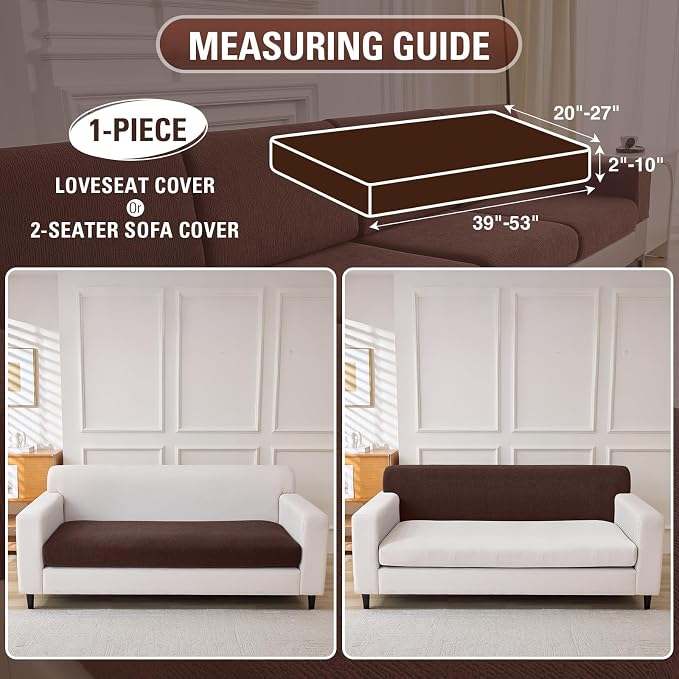 Couch Cushion Covers Loveseat Cover or 2 Seat Sofa Cover Stretch Couch Cover Washable Soft Seat Covers Furniture Protector Sofa Slipcovers for Pets(Brown, Loveseat Cover) - Image 2