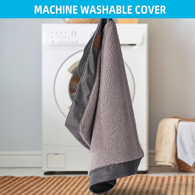 Sunheir Washable Orthopedic Medium Dog Bed, Large Waterproof Dog Crate Bed | Removable Cover, Egg Crate Foam Support, Easy-Clean, Anti-Slip Bottom, Machine Washable Soft Pet Bed Mat for Crate, 30" Grey - Image 3