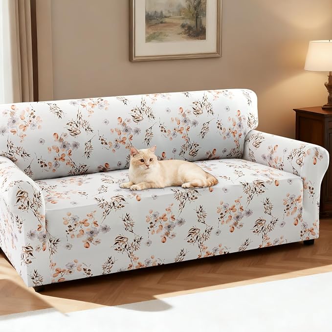 H.VERSAILTEX Floral Pattern Couch Covers High Stretch Sofa Covers Printed Couch Covers for 3 Cushion Couch Super Soft Couch Cover for Dogs Washable(Chic Bloomsom,Sofa) - Image 2
