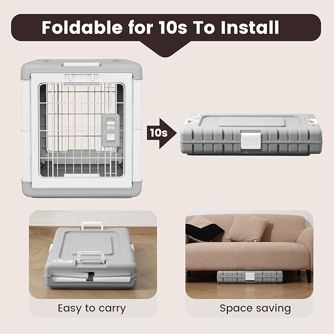 Collapsible Dog Crate for Large/Medium Dogs - 36" L Foldable Dog Cage No-Tool Assembly, Travel Dog Crate with 2 Wheels - Easy to Carry, Space-Saving, Indoor Outdoor Use