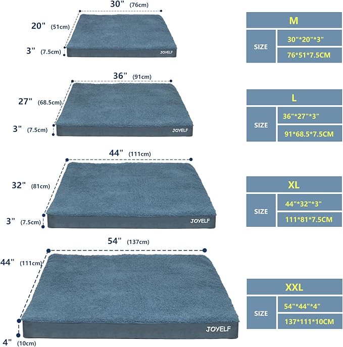 JOYELF XXLarge Dog Crate Bed Mats Orthopedic Dog Bed,Egg Crate Foam Dog Mat with Removable Cover, a Squeaker Toy as Gift - Image 2