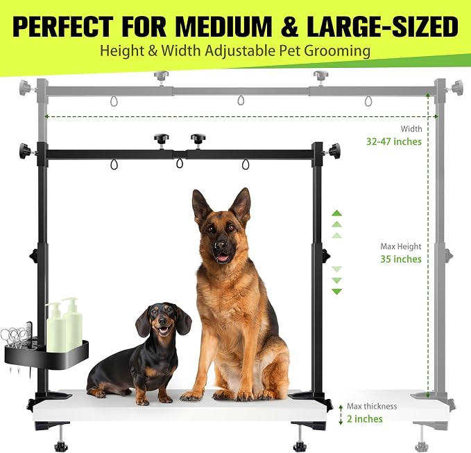 Adjustable Dog Grooming Arm for Table,Dog Grooming Arm with Clamp,32-47 Width&35 Height,Dog Grooming Table for Small Dog,Dog Grooming Station for Home Use Nail Trimming&Drying(Hammock Included) - Image 4