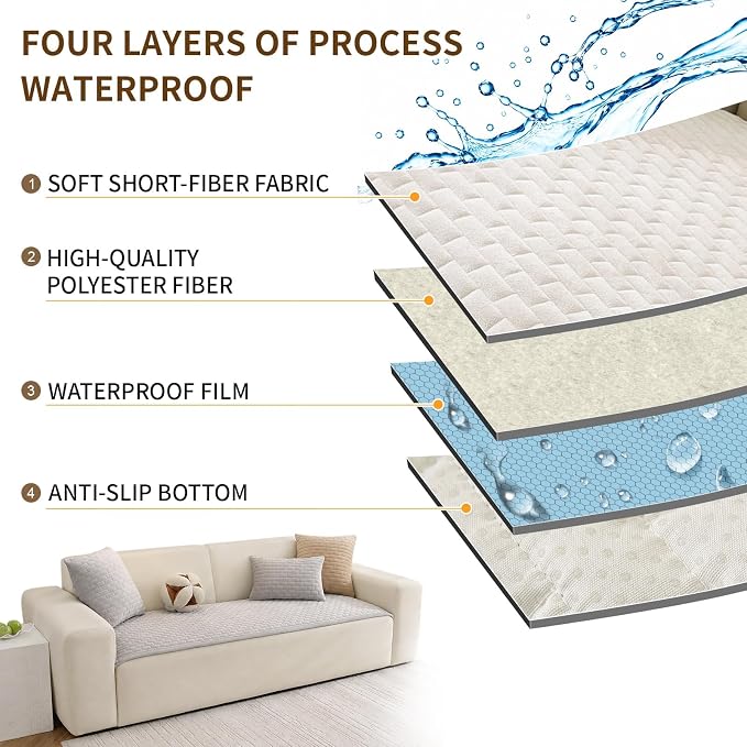 Warmstar Waterproof Couch Cover for Dogs Washable,Brick Pattern Short Plush Pet Couch Covers for Sofa,Soft Sofa Cover Non-Slip for 3 Cushion Couch Sofa Pet Friendly (Grey, 27.6" x 59") - Image 6