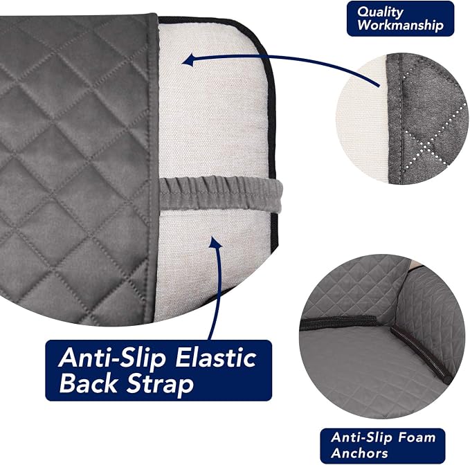 PureFit Reversible Quilted Sofa Cover, Water Resistant Slipcover Furniture Protector, Washable Couch Cover with Non Slip Foam and Elastic Straps for Kids, Dogs, Pets (Chair, Gray/Light Gray) Small | Gray/Light Gray, Water Resistant Couch Protector, Was... - Image 3