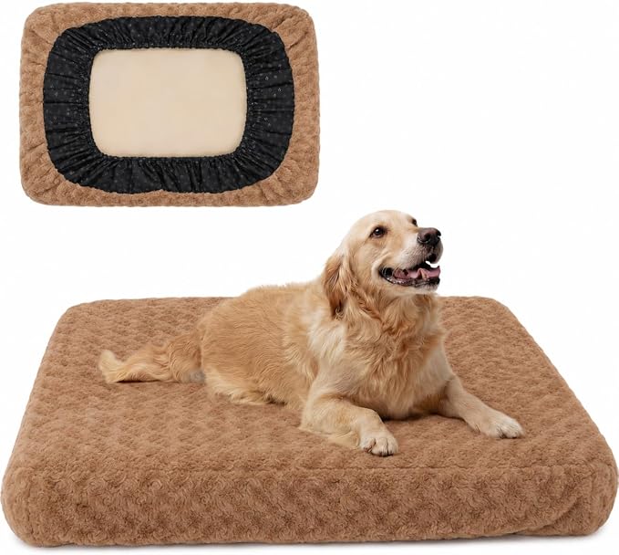 Waterproof Dog Bed Cover Replacement, Luxury Faux Fur Calming Pet Bed Cover with Fitted Sheet Design, Anti-Slip Bottom & Elastic Cord, Washable Protective Topper for Orthopedic Dog Beds by Treatyourpuptoluxury