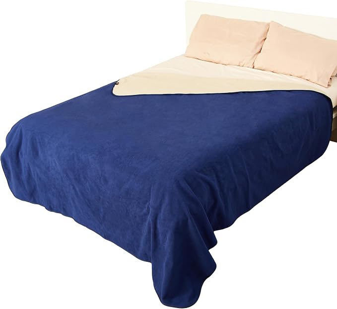 Catalonia Waterproof Bed Blanket, Washable Reversible Furniture Protector | Navy/Taupe Double-Sided Fleece, Leakproof Protection for Bed, Sofa and Couch, Resists Spills, Stains and Everyday Messes by Catalonia