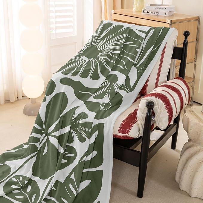 Erosebridal Sage Green Retro Floral Couch Cover 71" X 91" Vintage Minimalist Flower Sofa Cover Modern Aesthetic Couch Protector Cute 70S Sofa Protector for Cushion Couches Sofas, Washable Non Slip - Image 3