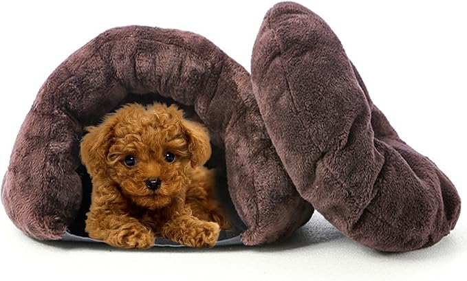 PETCUTE Warm Cat Cave Beds for Indoor Cats, Super Soft Cat Beds with Hooded Cover, Short Plush Covered Sleeping Cozy Pet Bed for Puppies and Cats,Cat House with Removable Washable Cushion by PETCUTE
