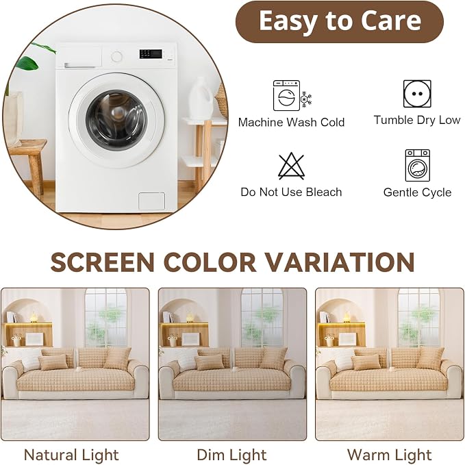 OstepDecor Pet Couch Covers for Sofa, Soft Sofa Covers Washable | Non Slip Dog Couch Protector, Pet Hair, Dirt & Wear Protection, Fits Sofas, Loveseats & Sectionals, 35.4" x 63", Khaki - Image 8