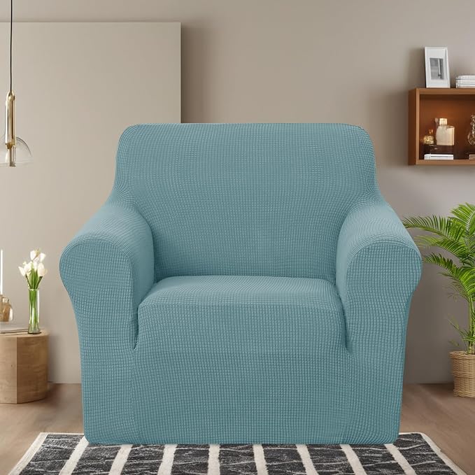 U-NICE HOME Stretch Recliner Chair Cover Armchair Slipcover, Light Blue | Furniture Protector, 1-Piece Chair cover, Washable, Pet friendly, Polyester Spandex Jacquard fabric - Image 2