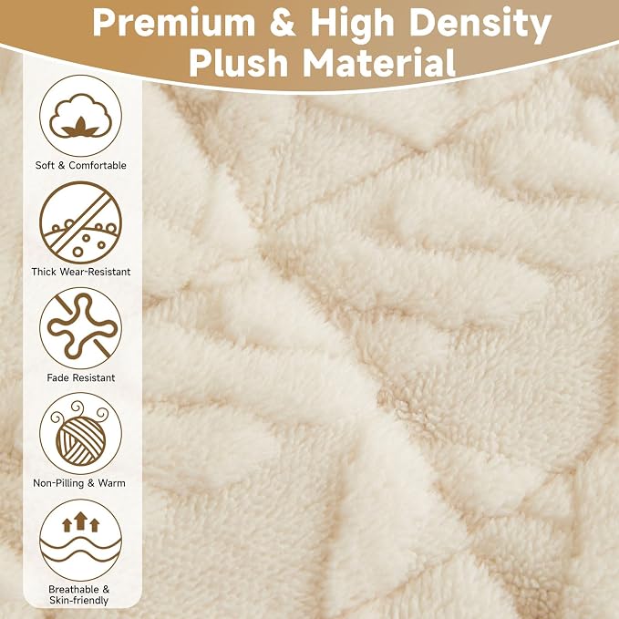 OTOB Couch Cover for Dogs Washable Pet Friendly, Non Slip Plush Fuzzy Love Seat Couch Covers Sofa Slipcovers, Geometric Jacquard Soft Pet Cushion Mat Furniture Protector (Off White, 27.6" x 59.1") - Image 2