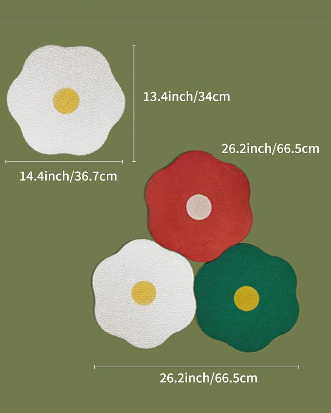 Wall Mount Cat Scratching Pads 3-Pack for Cats - Flower Design in Sunny Egg, Red & Green, Easter Gift for Cat Lovers, Space-Saving Home Decor that Saves Furniture - Image 5