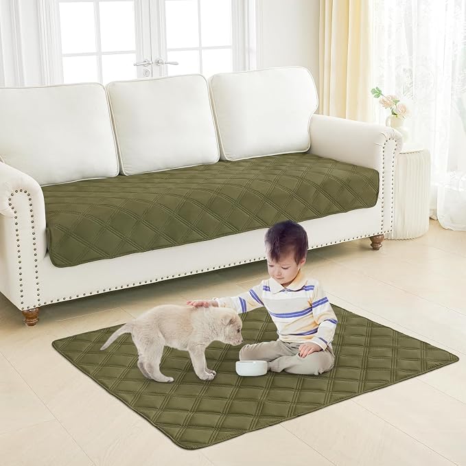 Smiry Waterproof Dog Bed Cover, Reversible Pet Blanket for Sofa Couch | Soft Washable Dog Blanket, Leakproof Couch Cover for Dogs Cats & Furniture Protection, 30x70, Green/Navy - Image 7