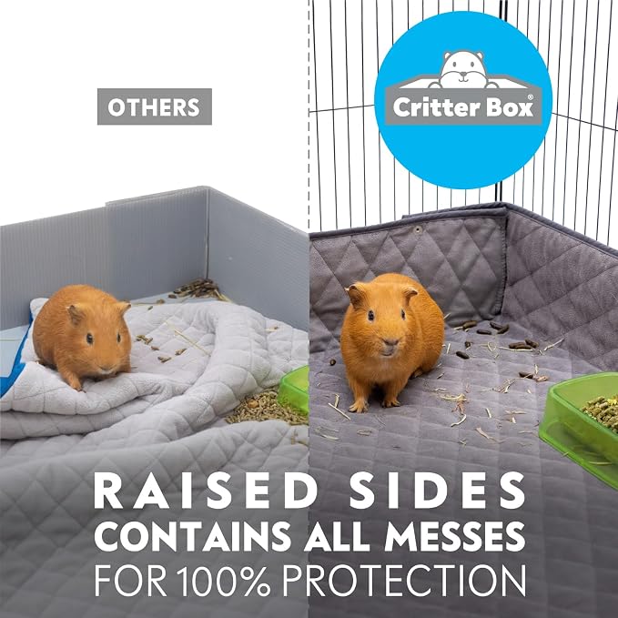 Paw Inspired Critter Box Cage Liner, Raised Sides, C&C 2x4 (12 Inch Grids) | Washable Fleece Bedding for Guinea Pigs Rabbits, Hamsters, Small Animals, Edge Protected Pee Pads - Image 3