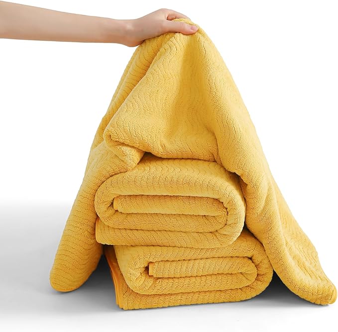 4 Piece Extra Large Bath Towel 35"x70" Oversized Bath Sheet Bath Towel Set for Bathroom Ultra Soft Cozy Highly Absorbent Quick Dry Bathroom Towel for Spa Gym Hotel,Shower Towel for Daily Use,Yellow - Image 5
