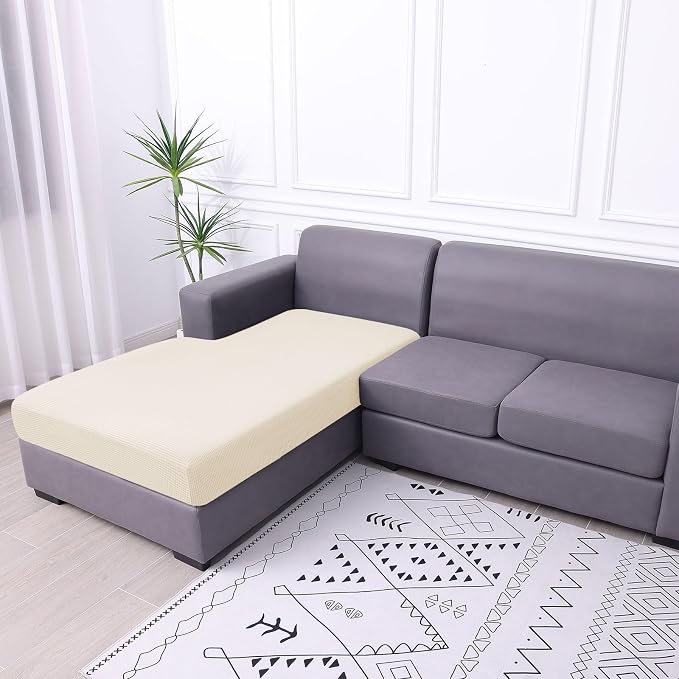 hyha Waterproof Sectional Couch Covers, Non Slip Sofa Cushion Covers | L Shape Sectional Fit, Stretch Jacquard Fabric, Elastic Bottom, Waterproof Protection (1 Piece for Chaise) - Image 2