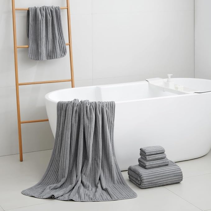 2 Piece Bath Sheets, 40"x80" Microfiber Bath Towels, Grey | Extra-large size, Quick dry, Highly Absorbent, Lint Free，shower towels for bathroom gym spa，Big and Tall users - Image 4
