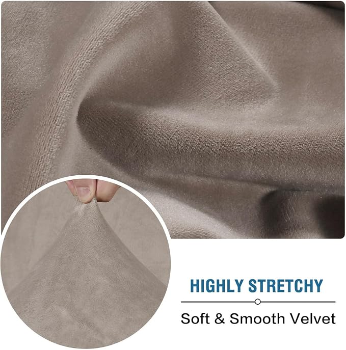 H.VERSAILTEX Velvet Stretch Couch Cushion Cover Plush Cushion Slipcover for Chair Cushion Furniture Protector Seat Cushion Sofa Cover (1 Piece Armchair Cushion Covers, Taupe) - Image 5