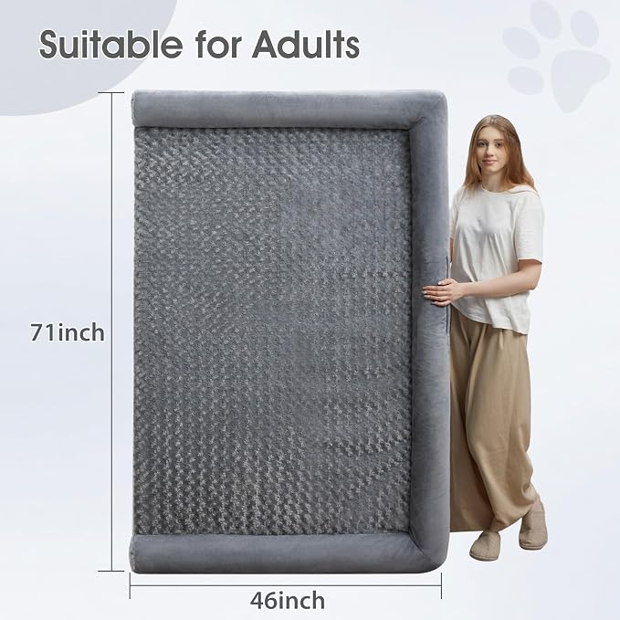 BFPETHOME Orthopedic Washable Human Dog Bed for Adult & Dog Cozy Sleep | Human Size Waterproof Big Soft Pet Couch Bed for Adult & Dogs Relax with Removable Cover Supportive Foam Grey 61x43 Inch - Image 6
