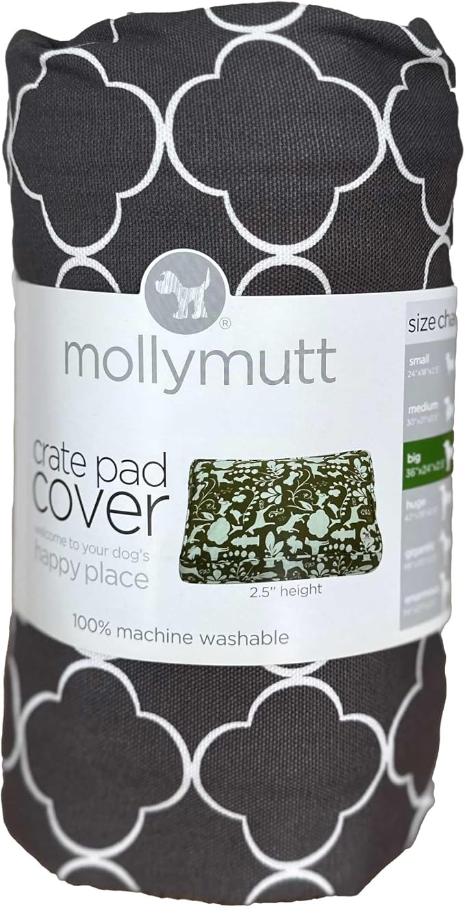 Molly Mutt Dog Crate Pad Cover, 100% Cotton Canvas Cover for Dog or Puppy Crate Bed, Durable, Washable, and Free of Harmful Chemicals, Pre-Shrunk, 54"x37"x2.5", Clark Gable by MollyMutt