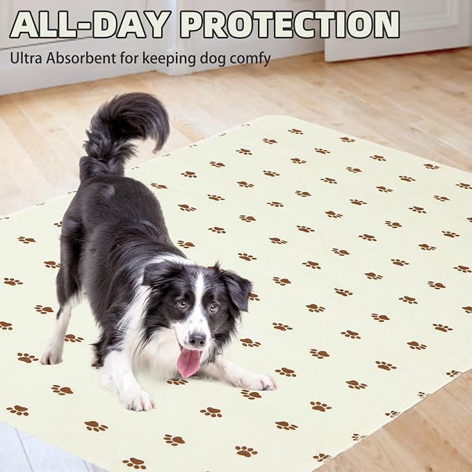 PUPTECK Washable Pee Pads for Dogs Dog Training Pads 2 Pack Beige 48x60 in | Reusable Puppy Potty Training Pads Whelping Mat Pet Food Feeding Mat Leakproof Fast Absorption Non-Slip for Couch, Crate - Image 8