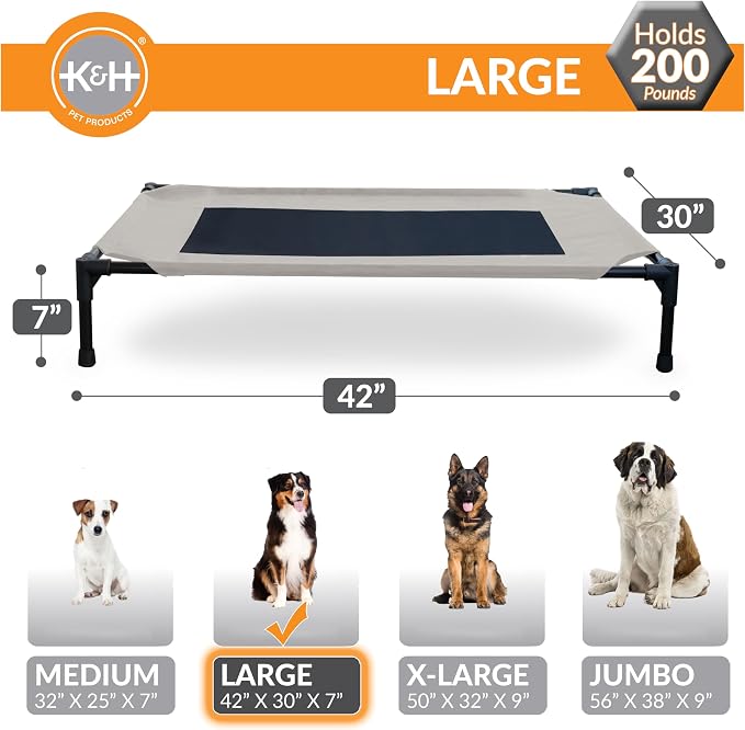 K&H Outdoor Elevated Dog Bed - Cooling Raised Dog Bed for Medium & Large Pets, Breathable Mesh Center Hammock Design, Indoor/Outdoor Washable Cover, Portable Metal Frame, Taupe, Large 42x30in - Image 3