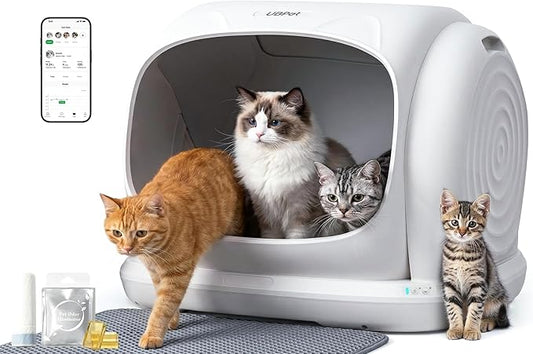 UBPET Self Cleaning Cat Litter Box, XXXL Automatic Litter Box for Multiple Cats, Weight Sensors Safety Protection, Smart APP Control, Odor Control, Works with Clumping/Bentonite Litter (XX-Large) by UBPET