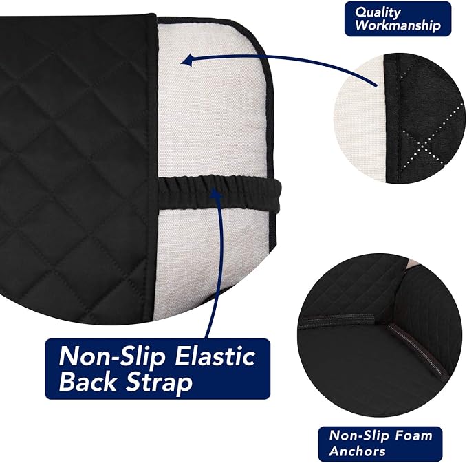 PureFit Reversible Quilted Couch Covers for Dogs Loveseat Sofa Cover 46.5” | Black/Beige, Water Resistant Couch Protector, Washable Pet Couch Cover with Non Slip and Elastic Straps For Kids - Image 3